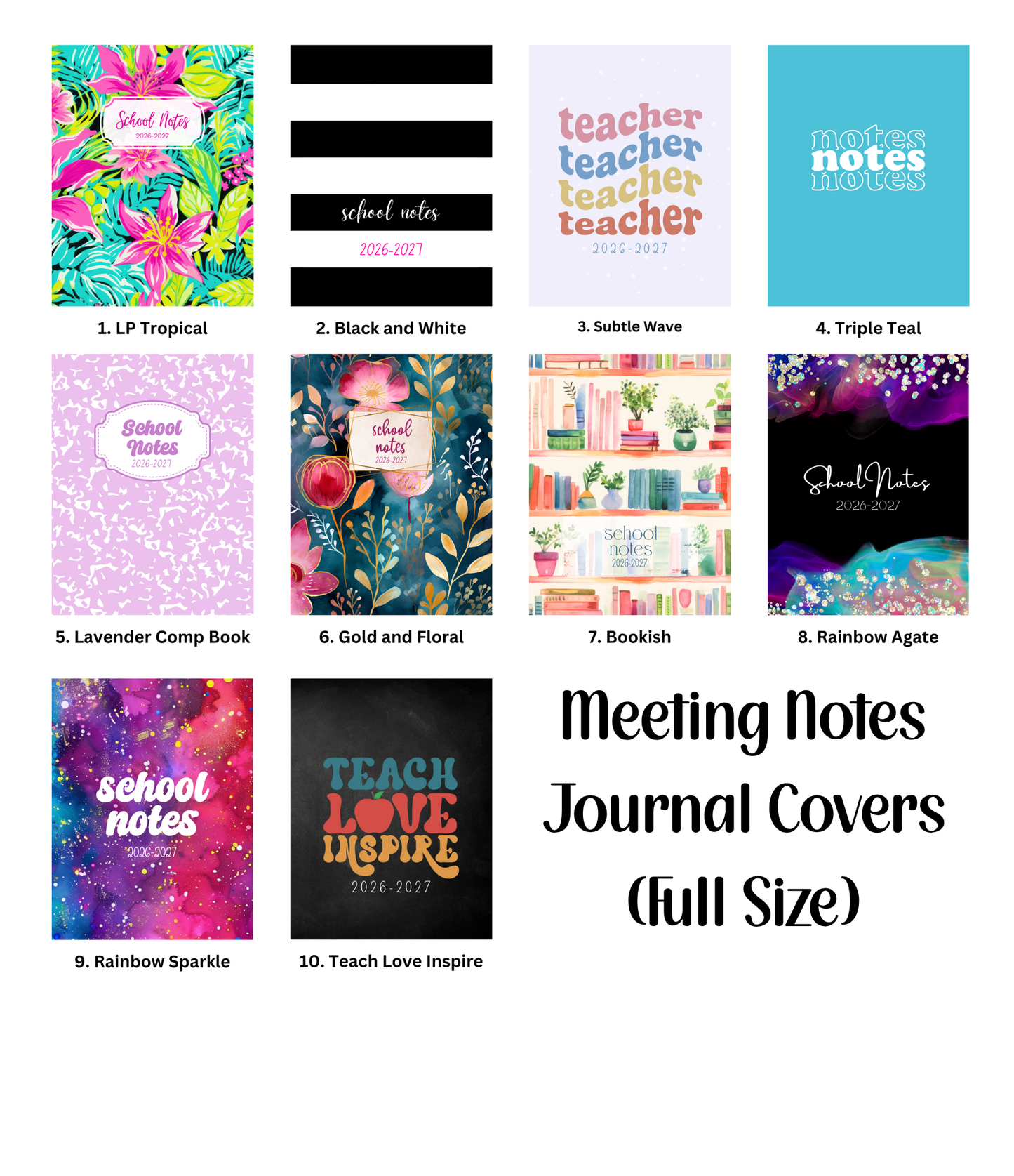 Teacher Meeting Notes Journal - Letter Size 2026