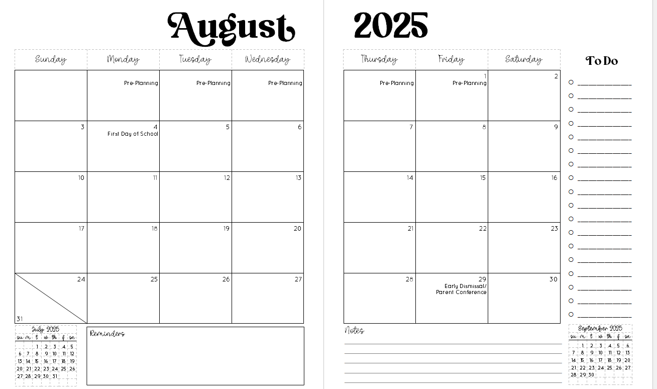 Weekly Teacher Planner (Horse Creek)