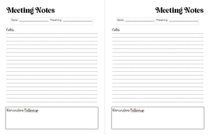 Teacher Meeting Notes Journal - Letter Size 2026